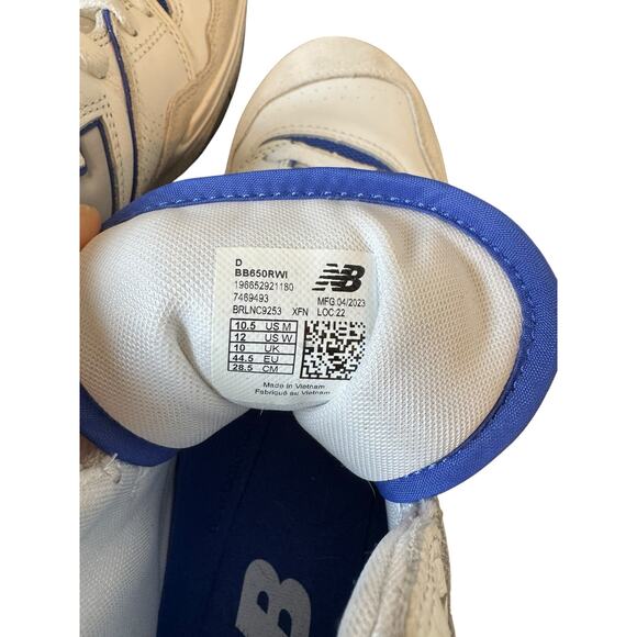 NEW BALANCE 650s Sneakers Men’s Size 10.5 White Marine Blue Angora Gray BB650RWI - Picture 2 of 10